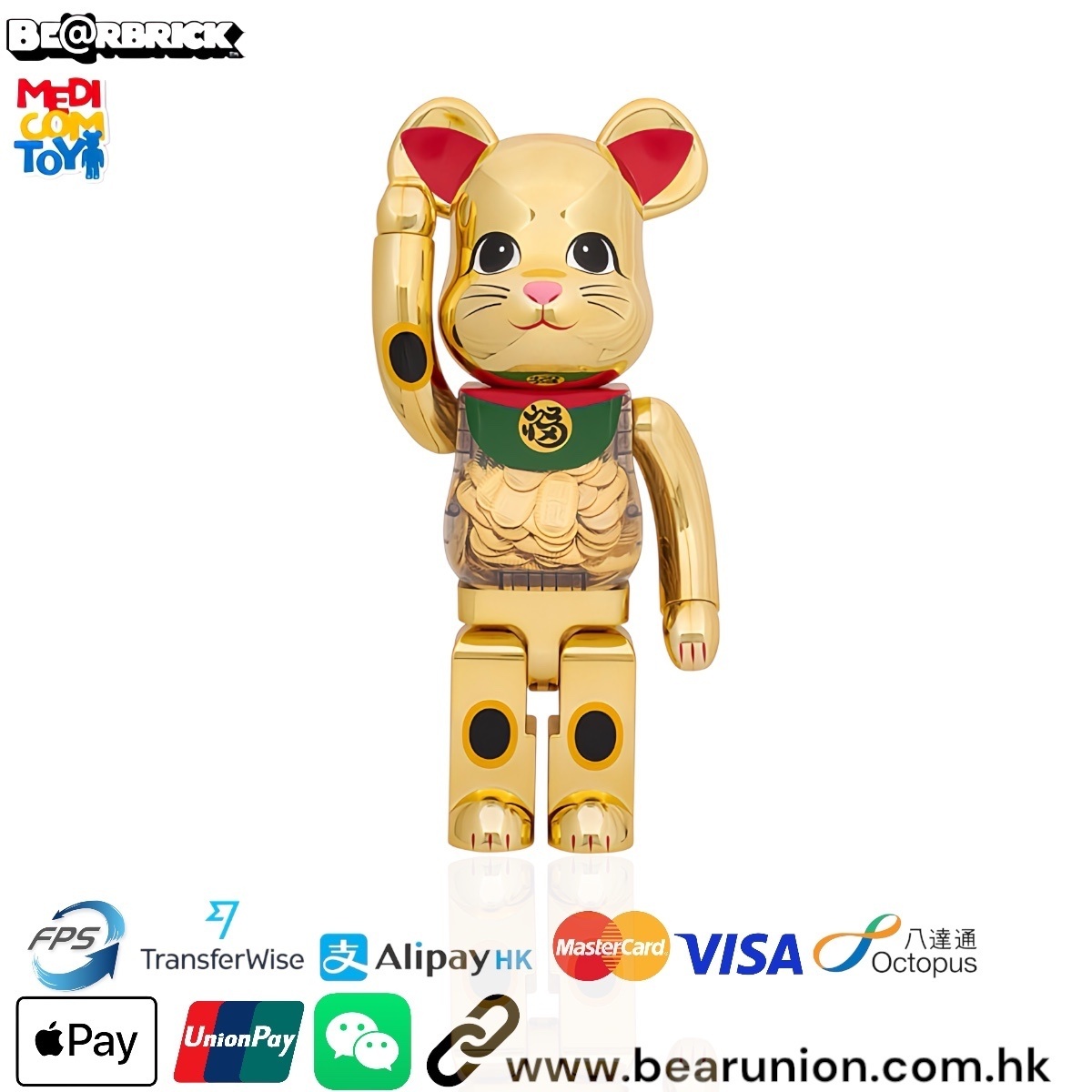 🎏預訂🎏Bearbrick 1000% 招き猫 小判 開運 弍 金メッキ