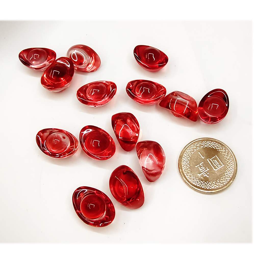 紅水晶琉璃元寶1.4公分4顆【十方】154798