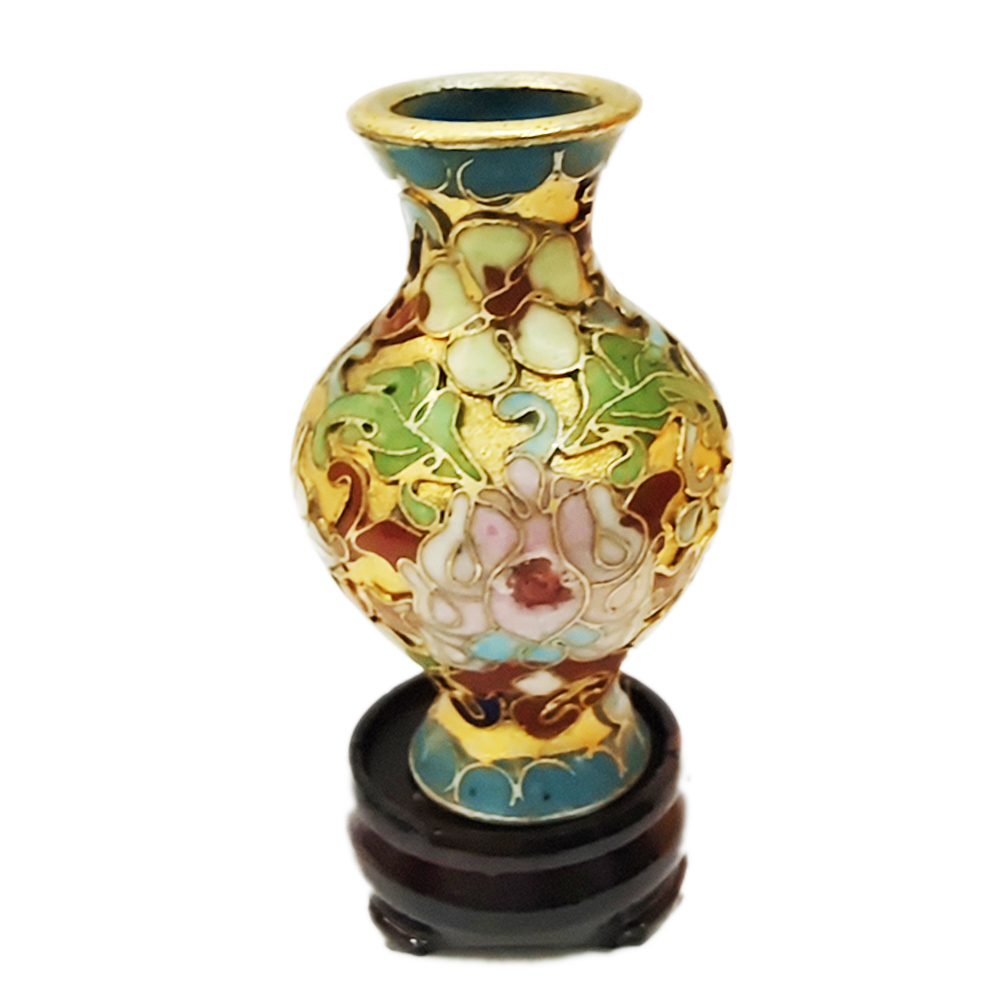 景泰藍迷你金花瓶附座6公分1只【十方】141521
