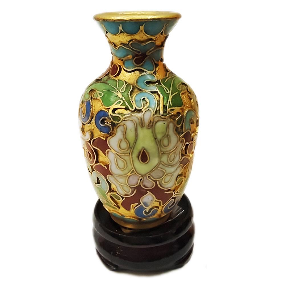 景泰藍迷你金花瓶附座6公分1只【十方】141522