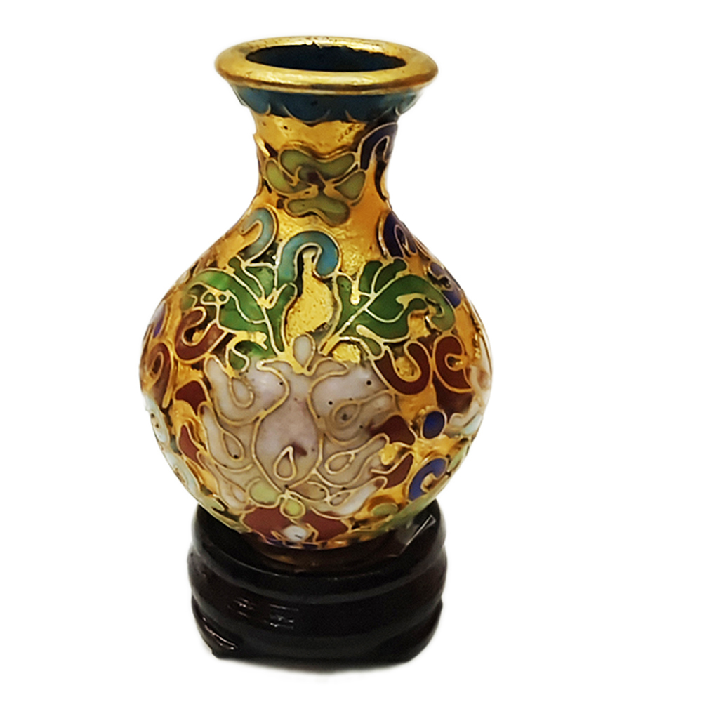 景泰藍迷你金花瓶附座6公分1只【十方】141526