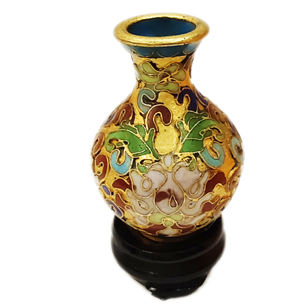 景泰藍迷你金花瓶附座6公分1只【十方】141526