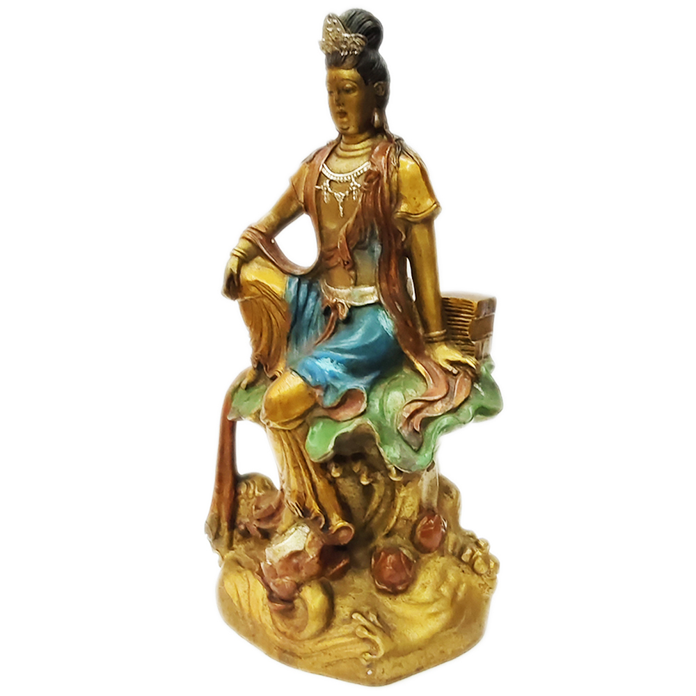 觀自在菩薩{精工彩畫}銅雕24.5公分【十方】135522