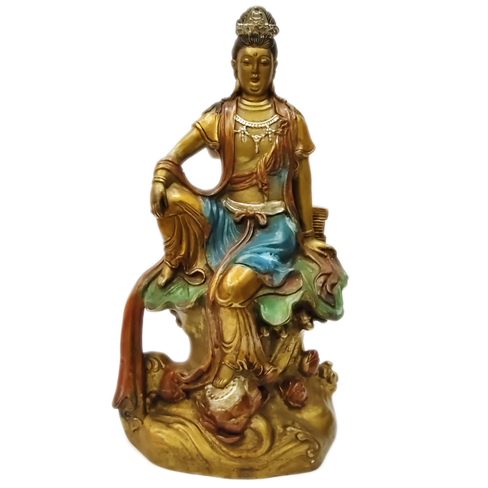 觀自在菩薩{精工彩畫}銅雕24.5公分【十方】135522