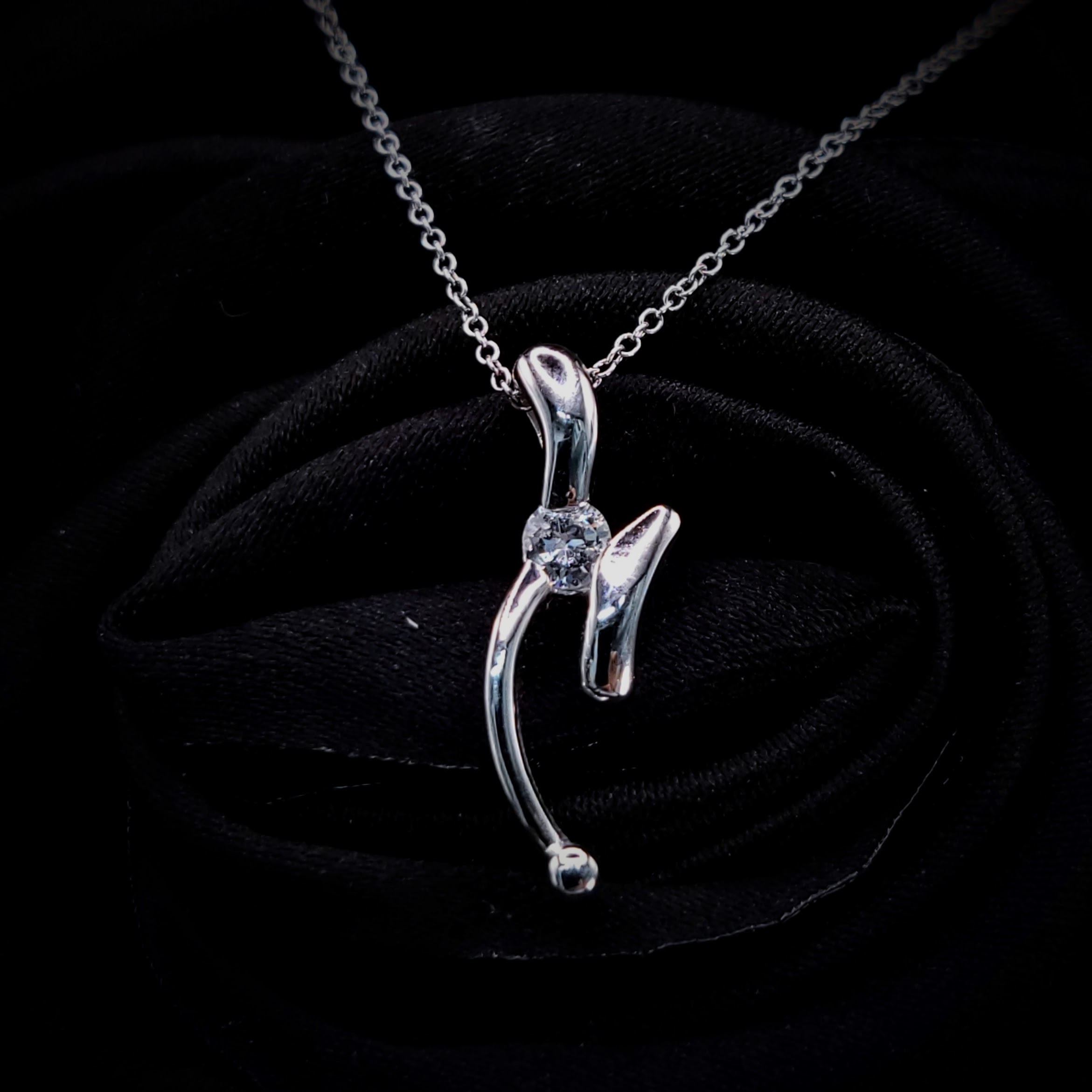 全新18K白金【單粒12份鑽石】吊墜