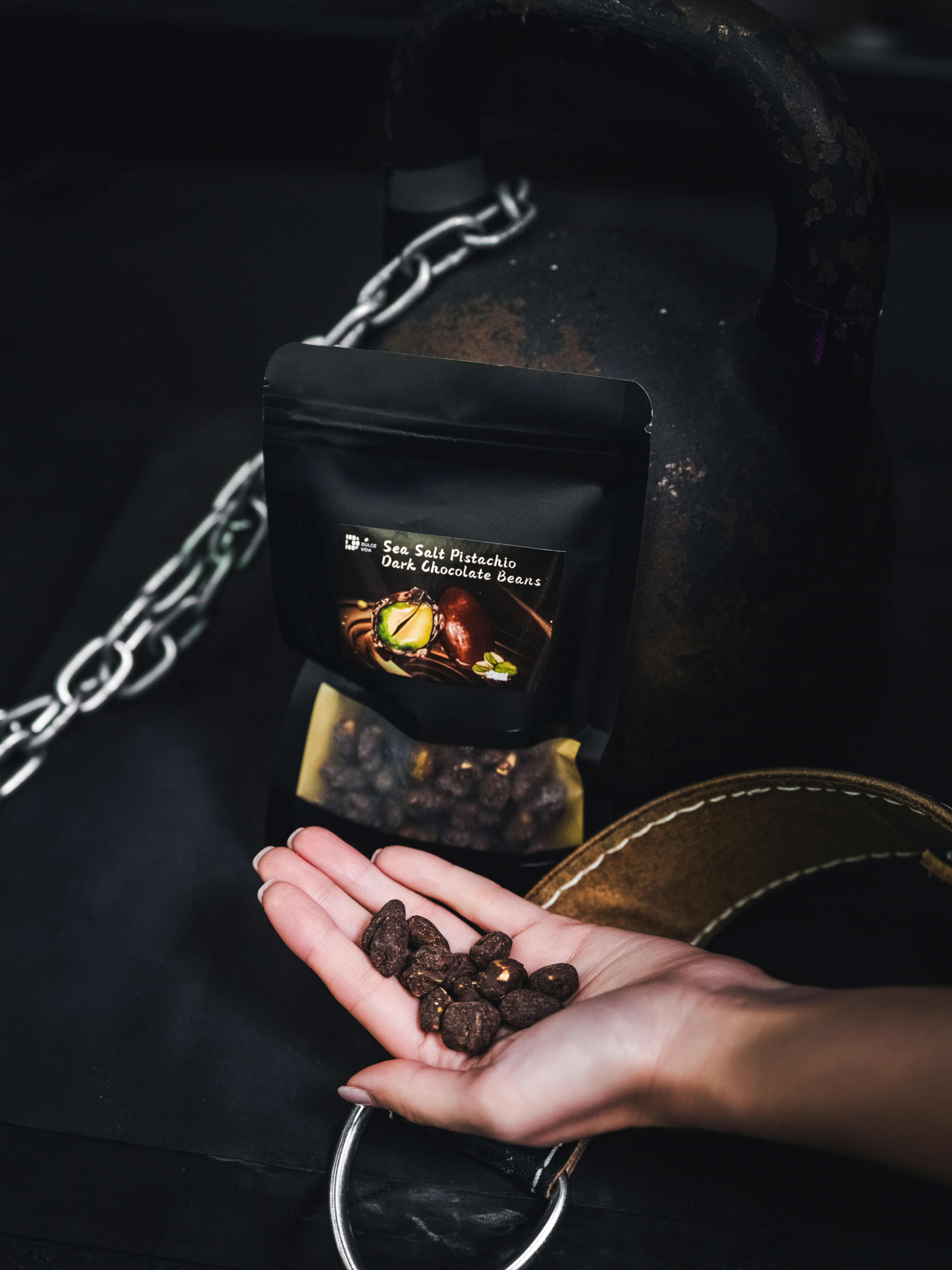 Sea Salt Pistachio Dark Chocolate Beans (100g)