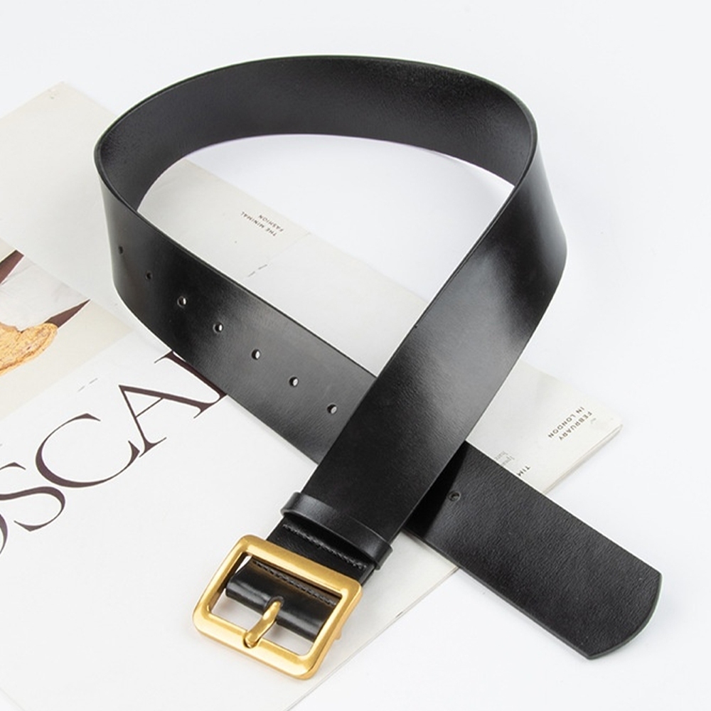 皮帶 腰帶 女生皮帶 真皮皮帶 牛皮腰帶 女腰帶 寬腰帶 方頭腰帶 黑色腰帶 金扣腰帶 真皮腰帶 腰封 生日禮物 046