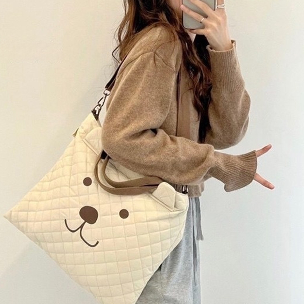 小熊包 單肩包 包包 手提包 肩包 斜背包 側背包 韓國包包 手提包 多功能 大容量包包 刺繡 媽媽包 外出包 986