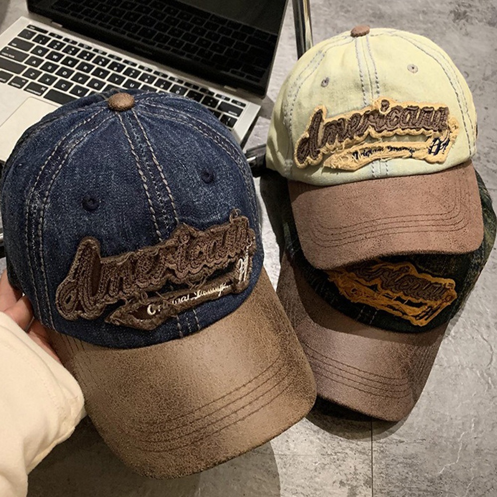 帽子 棒球帽 鴨舌帽 牛仔帽 女帽 女生帽子 美式復古 小臉神器 老帽 遮陽帽 刺繡 ins風 甜酷風 拼色 百搭042