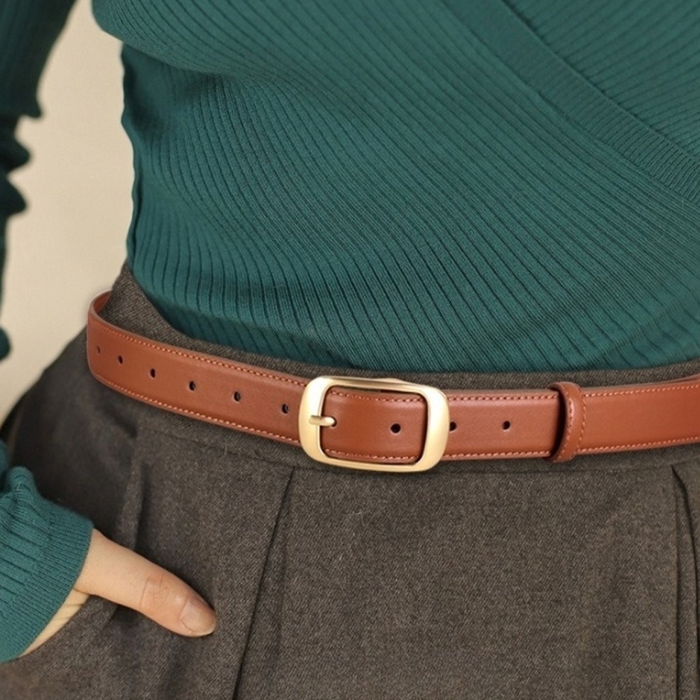 皮帶 腰帶 真皮皮帶  收腰腰帶 皮帶女 針扣皮帶 女生皮帶 牛皮皮帶 金屬皮帶 方頭皮帶 搭配神器 生日禮物 043