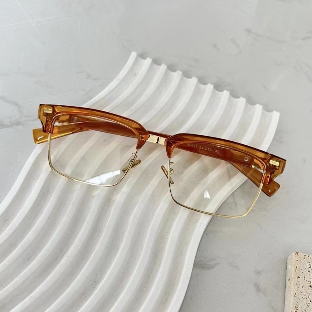 眼鏡 半框眼鏡 方框眼鏡 眼鏡框 女生眼鏡 素顏眼鏡 眼鏡架 防藍光 平光眼鏡 小臉神器 無度數眼鏡 近視眼鏡 037