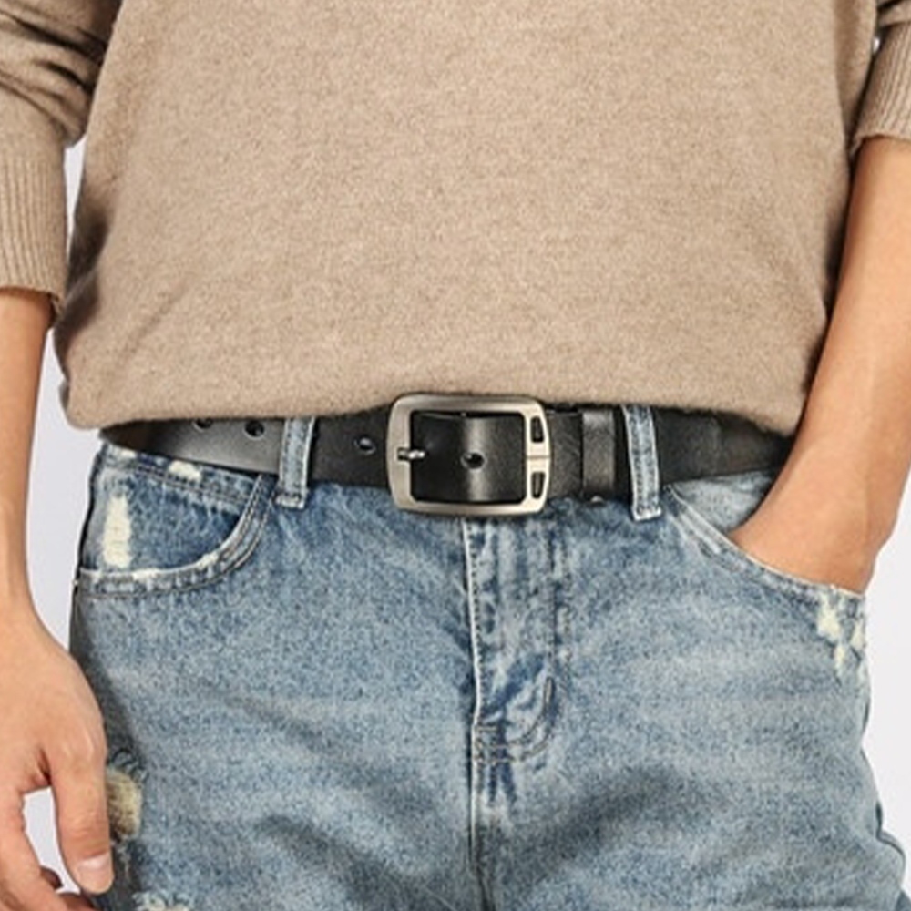 皮帶 腰帶 黑色皮帶 真皮皮帶 方頭皮帶 金屬皮帶 牛皮腰帶 真皮腰帶 商務皮帶 寬皮帶 男褲帶 搭配神器 禮物 041