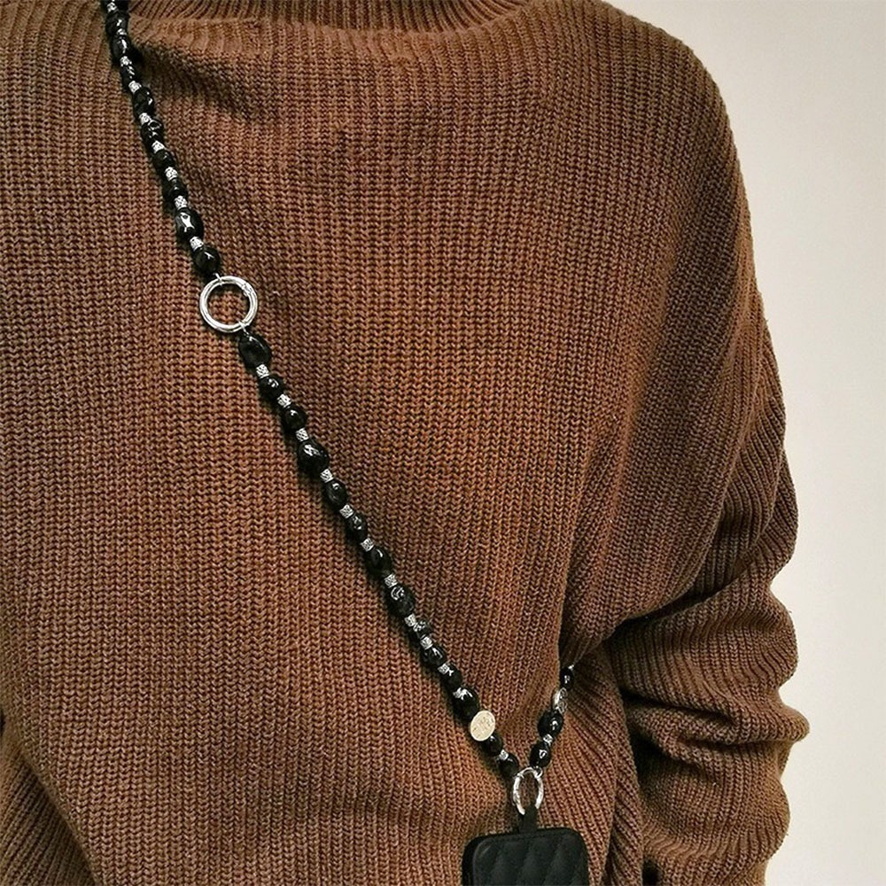 手機掛繩 吊飾 掛飾 手機吊飾 手機腕繩 串珠吊飾 黑色吊飾 仿松石串珠 手機鍊 斜背掛繩 多用手機掛 生日禮物 013