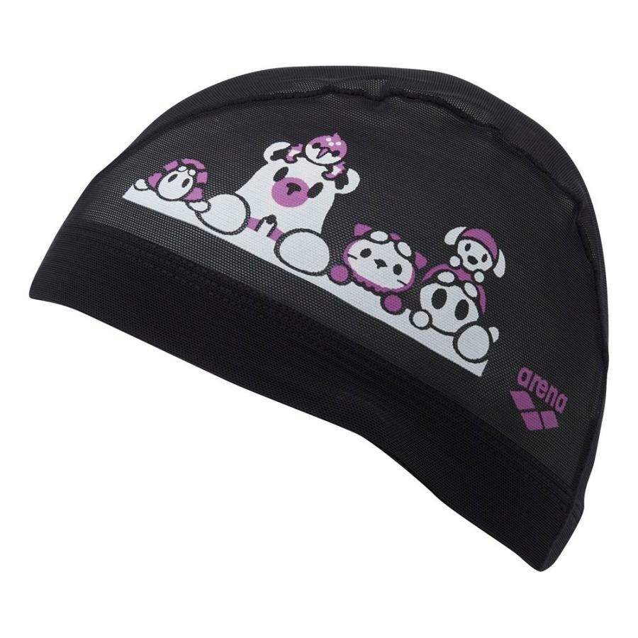 標誌網眼游泳帽 - 黑/紫