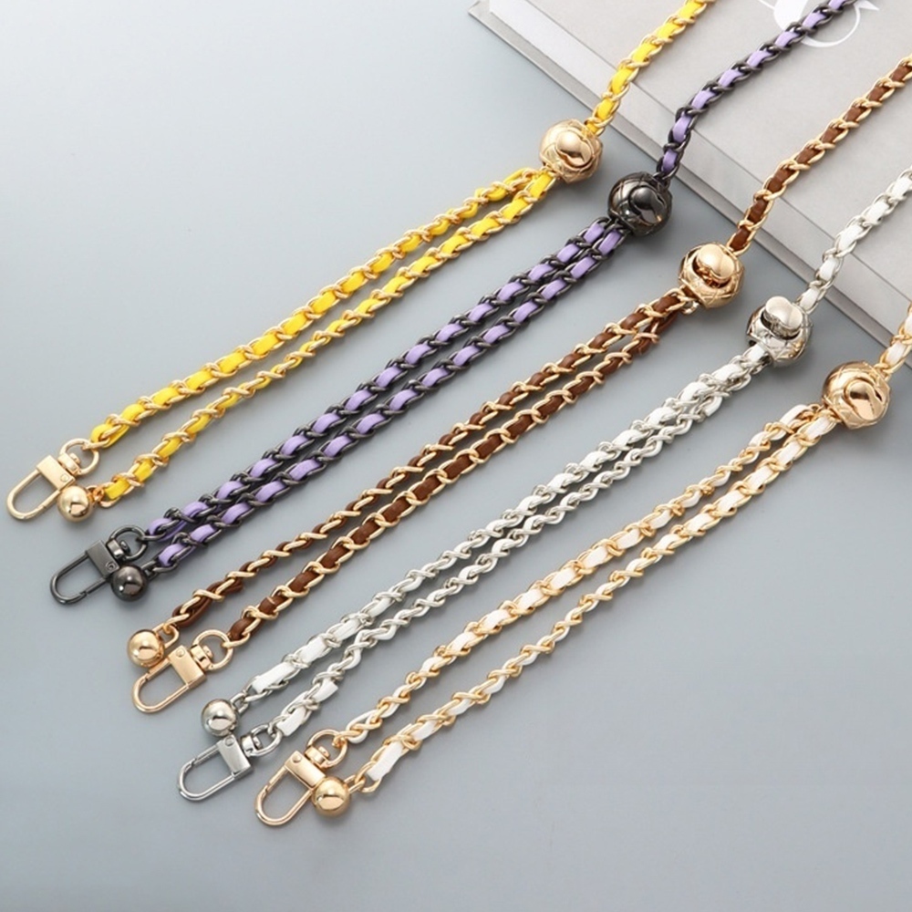 背帶 肩帶 手機鍊 皮穿鏈 鍊條背帶 小金球 可調節背帶 鏈條肩帶 小香風斜背帶 包包改造 金屬背帶 包包配件 028