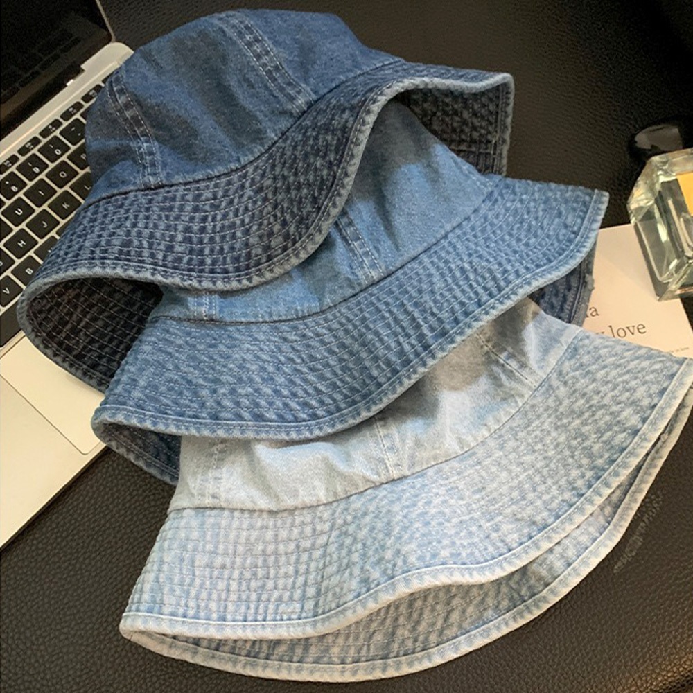 漁夫帽 牛仔帽 帽子 女帽 牛仔漁夫帽 日系帽子 大頭圍 遮陽帽 防曬帽 百搭 女生帽子 甜酷 男女通用 顯臉小 058