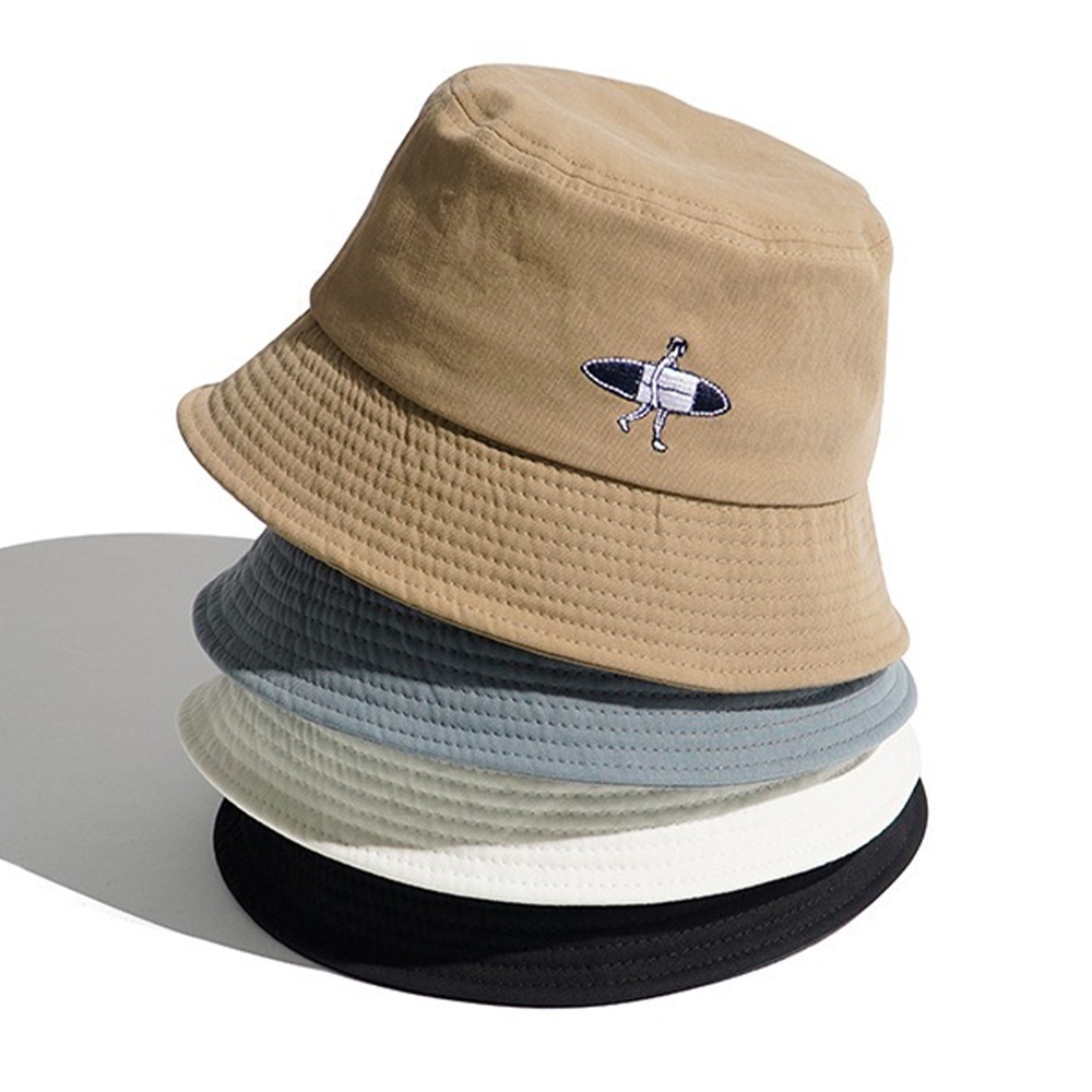 帽子 漁夫帽 日系復古 包頭帽 顯臉小帽子 街頭風 休閒 韓版 水洗 個性 潮牌 遮陽帽 盆帽 刺繡 禮物 黑帽 047