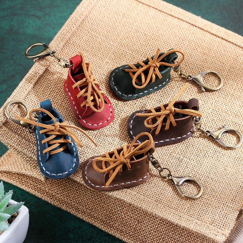 手工編織 真皮鑰匙扣 小鞋子 皮革 鑰匙圈吊飾 汽車鑰匙扣 鑰匙防丟 隨身 背包扣環 鑰匙圈 合金鑰匙圈 實用小物017