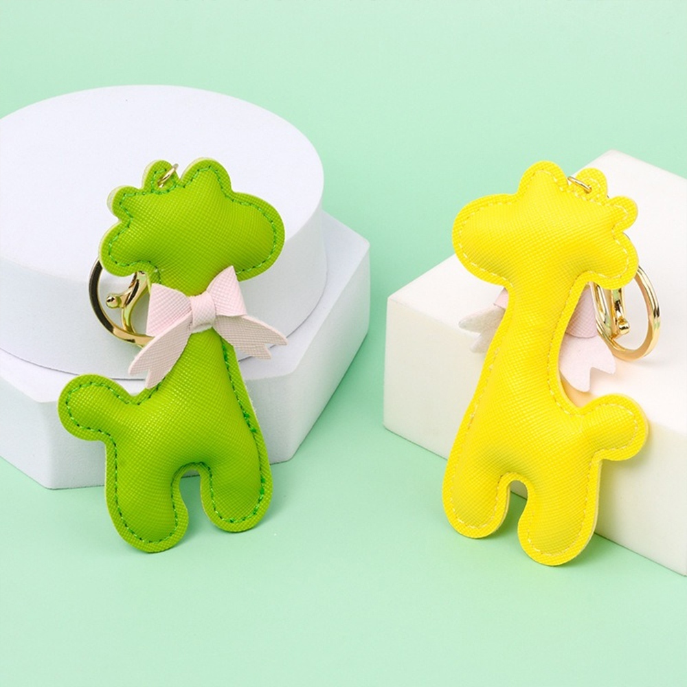 皮革 長頸鹿 鑰匙扣 汽車鑰匙扣 手機吊飾 情侶吊飾 蝴蝶結 鑰匙防丟 隨身 背包扣環 造型鑰匙圈 手工藝品 禮物016