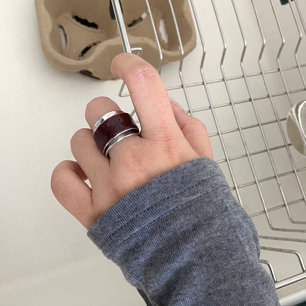 個性戒指 高級感 小眾設計 指環 韓國飾品 素戒指 簡約ins風 開口戒指 可調節 女生戒指 酒紅色 生日禮物 001