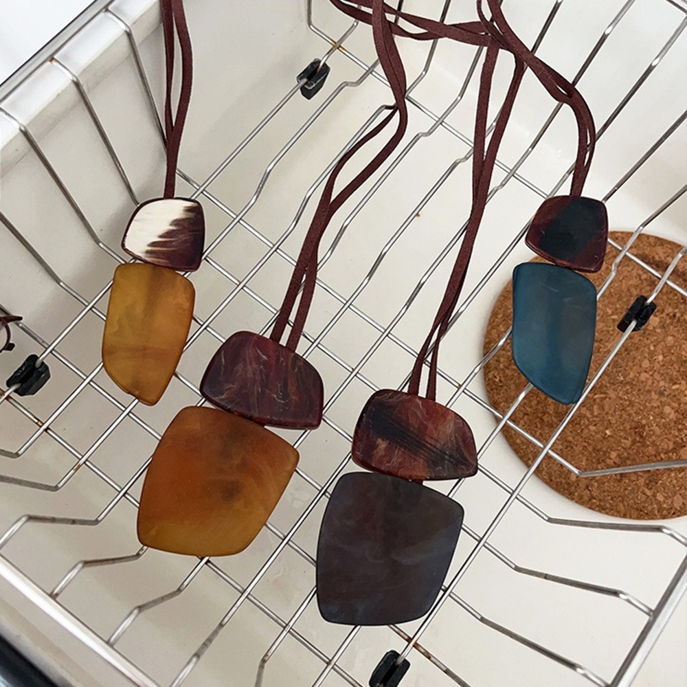 皮繩項鍊 幾何吊墜 男女通用 小眾設計 個性項鍊 毛衣鏈 不規則項鍊 森系 日系穿搭 配件 高級感 簡約項鍊 008