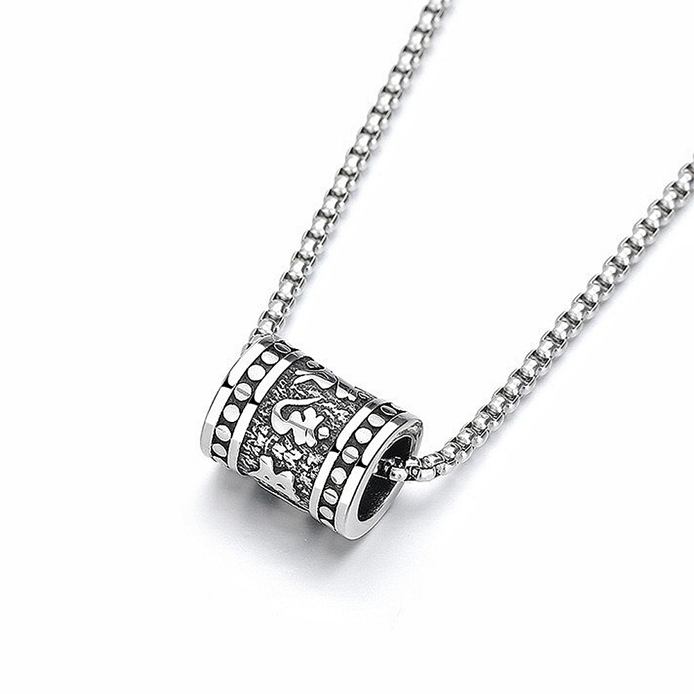 項鍊 鈦鋼項鍊 男女通用 不銹鋼 個性項鍊 轉運珠 吊墜 招財納福 頸鏈 鎖骨鏈 六字真言 鹽系穿搭 小眾設計  007