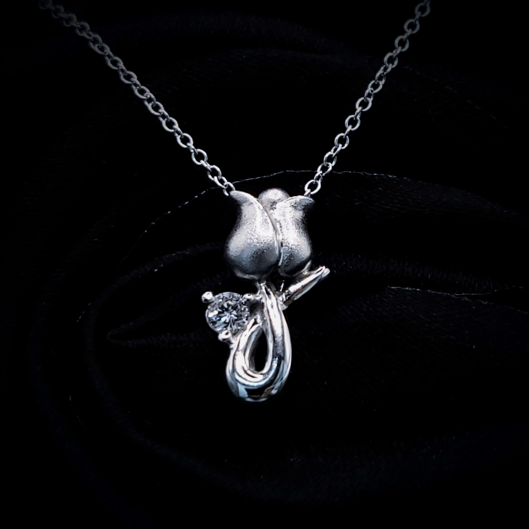 全新18K白金【單粒5份鑽石】吊墜