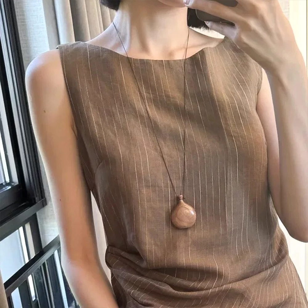 酒壺項鍊 毛衣鏈 皮繩項鍊 日系穿搭 簡約ins風 木質葫蘆 男女通用 小眾設計 配件 飾品 生日禮物 男女通用 006