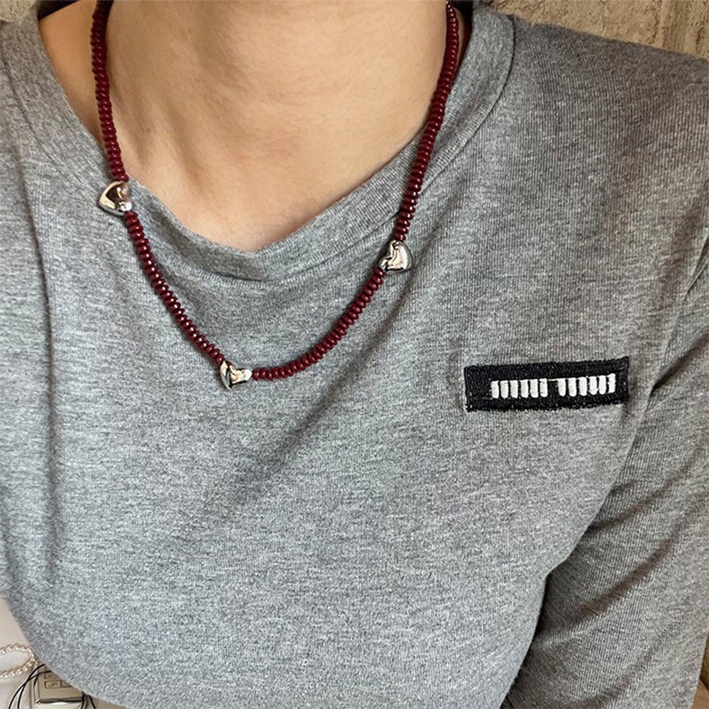 串珠項鍊 個性項鍊 簡約ins風 925純銀 韓系穿搭 鎖骨鏈 項鍊女 愛心項鍊 小眾設計 韓國飾品 女生生日禮物003