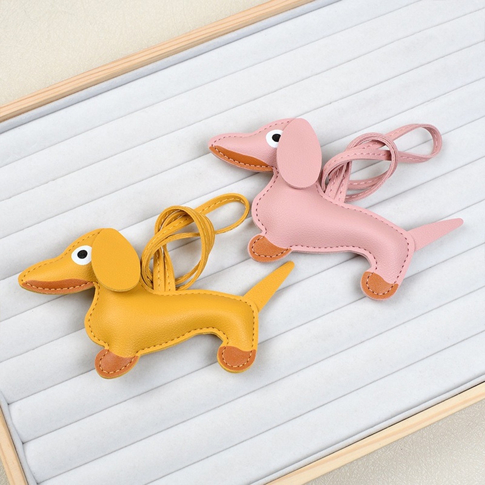 臘腸狗 吊飾 皮革 鑰匙圈吊飾 鑰匙扣 小狗吊飾 包包 配件 卡通吊飾 造型鑰匙圈 創意 手工藝品 聖誕交換禮物 004