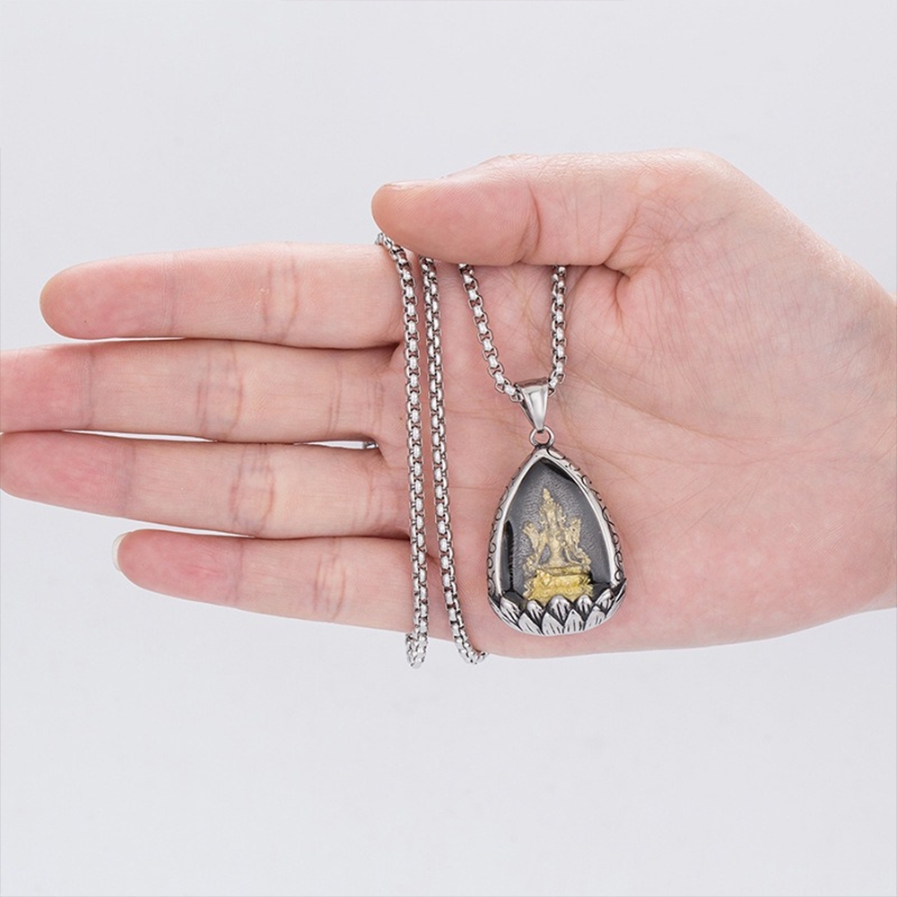 黃財神 復古項鍊 不銹鋼項鍊 守護神 佛牌鍊 吊墜 鈦鋼項鍊 佛像 象神 度母 護身符 招財納福 保平安 小眾設計017