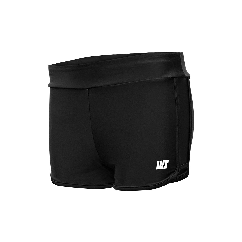 女士純色休閒平腳泳褲 - 黑