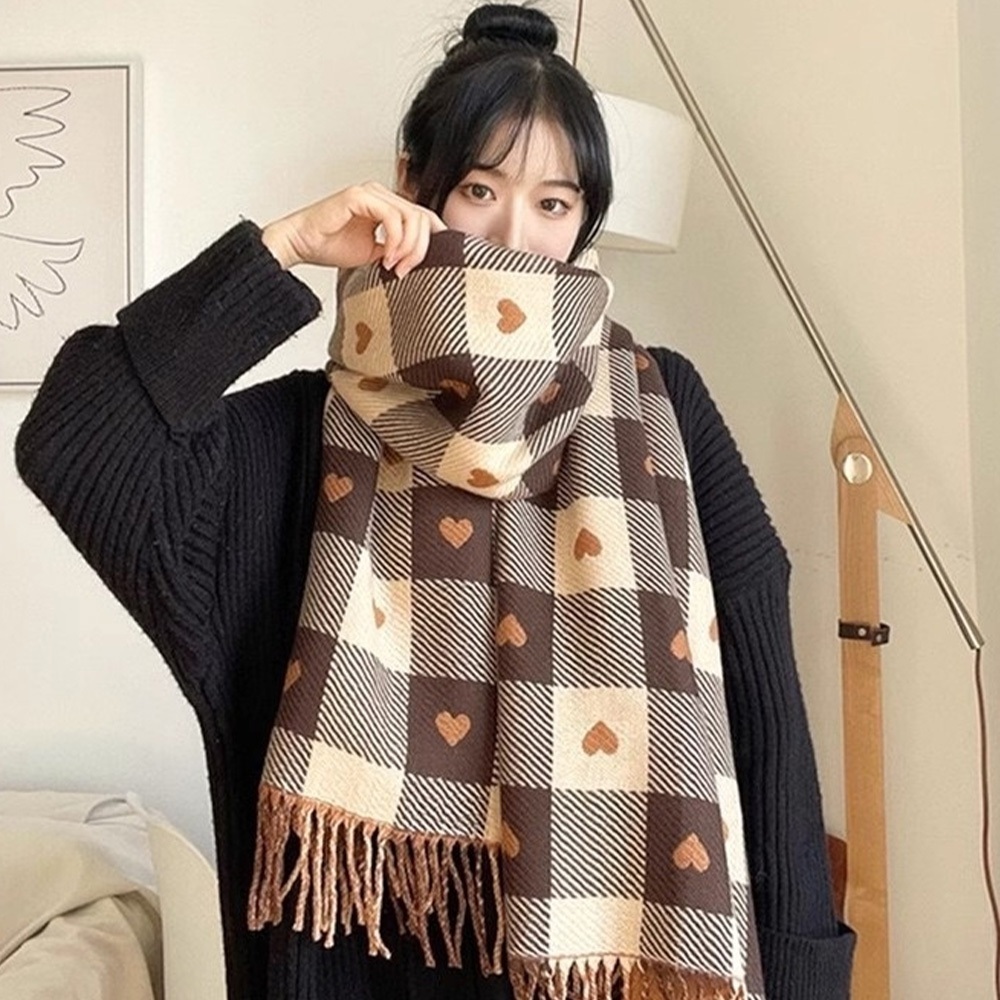 圍巾 披巾 女圍脖 格子圍巾 流蘇圍巾 保暖圍巾 羊絨圍巾 保暖圍脖 厚圍巾 韓國圍巾 披肩圍巾 發熱圍巾 禮物 026