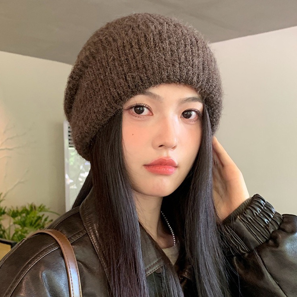 毛線帽 堆堆帽 冷帽 針織帽 毛帽 顯臉小帽子 大頭圍毛帽 包頭帽 護耳帽 保暖帽 韓版毛帽 高級感 ins風 029
