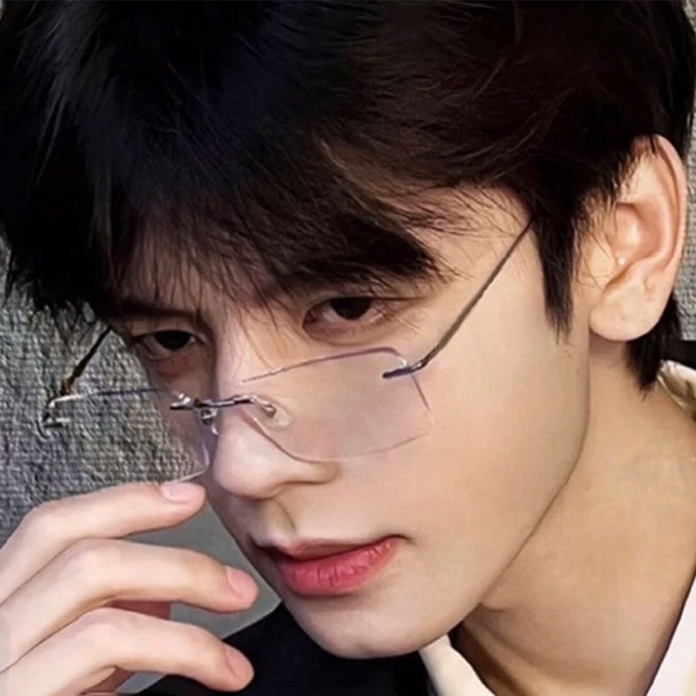 無邊框眼鏡 眼鏡 眼鏡盒 純欲風 素顏眼鏡 無度數眼鏡 網紅眼鏡 ins風 韓版眼鏡 無框眼鏡 鏡框 男女通用 027