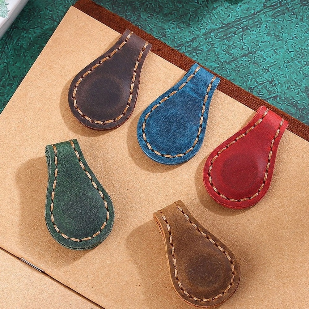 磁鐵書籤 書籤夾 磁性書籤 磁吸書籤 皮革 真皮 復古 手賬 雙面磁力扣 質感書籤 高品質 手工編織 學生用品 002