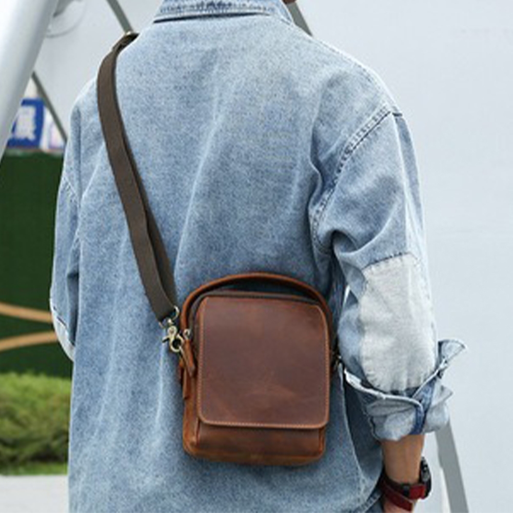 包包 單肩包 側背包 手提包 斜背包 斜挎包 男生包包 運動 大容量 頂級牛皮 真皮 休閒 旅行 通勤 歐美 復古087