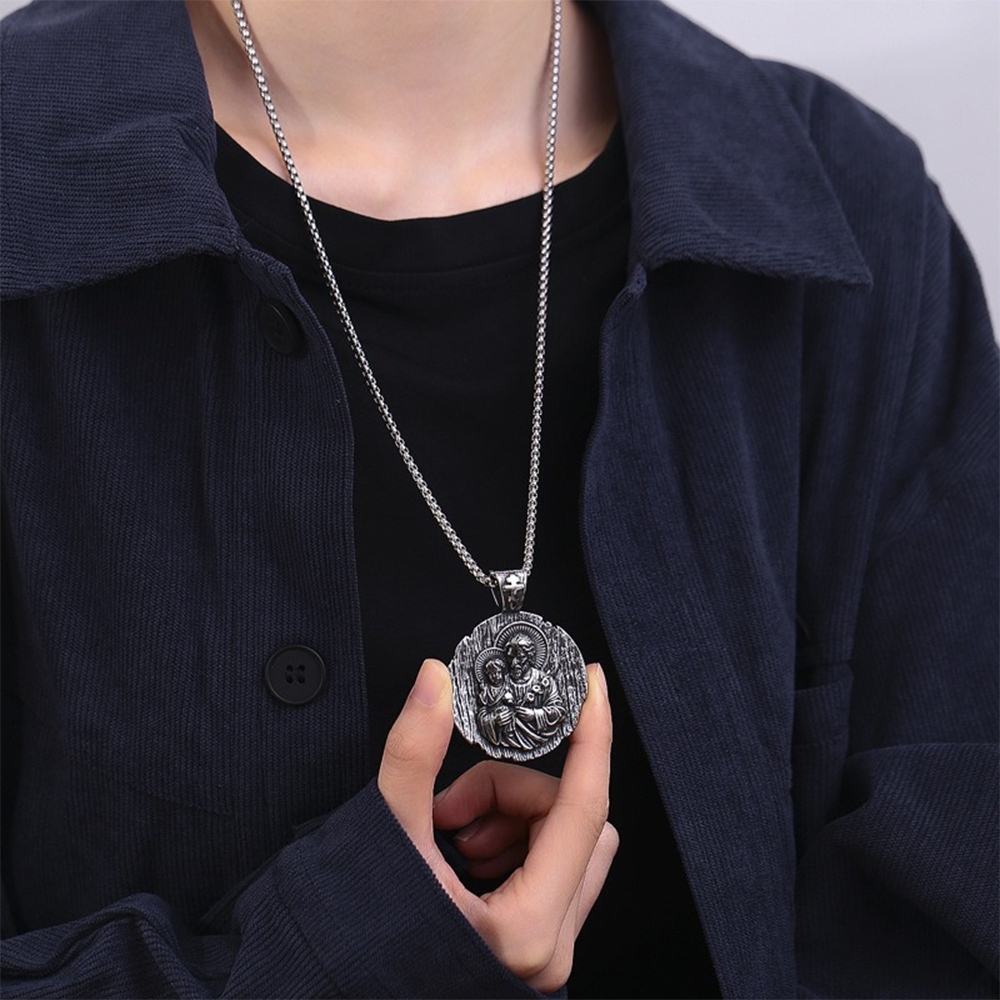 吊墜 小眾 輕奢 圓牌 紀念章 鈦鋼項鍊 不銹鋼 文藝復興 項鍊男 小眾設計 高級感 古巴鍊 歐美項鍊 美式復古028