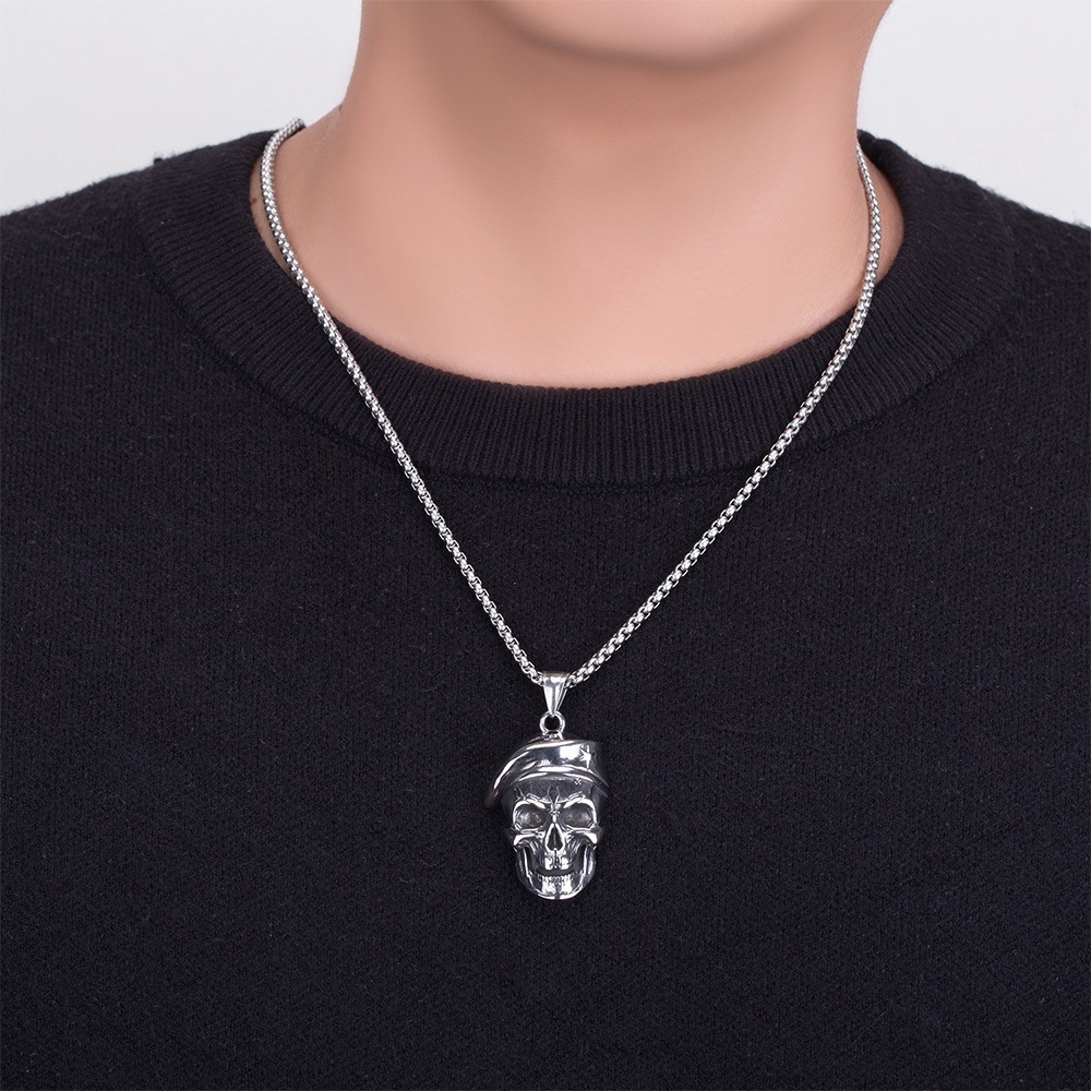 嘻哈項鍊 毛衣鏈 個性 百搭 潮男穿搭 小眾設計 項鍊 鈦鋼項鍊 骷髏頭 不銹鋼 古巴鍊 吊墜 美式復古 朋克 026