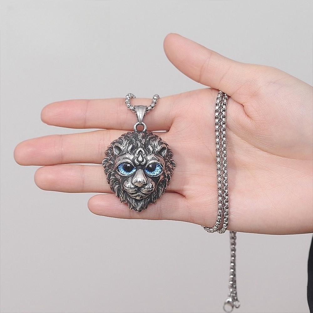 獅頭 男生項鍊 高級感 簡約 古巴 項鍊 鈦鋼項鍊 吊墜  歐美風 朋克 不銹鋼小眾設計 秋冬穿搭 毛衣鏈 禮物 022