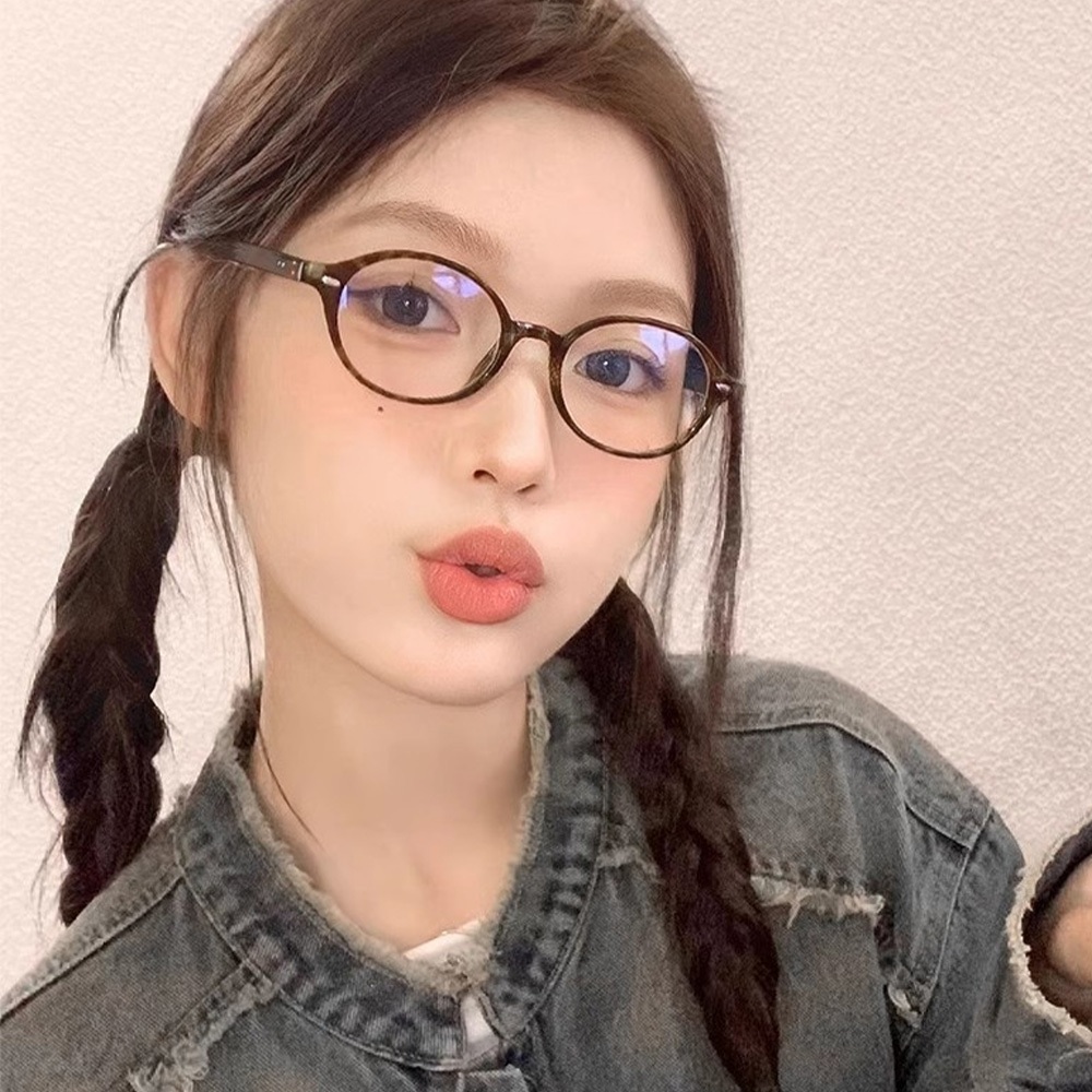 玳瑁眼鏡 橢圓鏡框 書呆子眼鏡 眼鏡 素顏神器 可配自行配度數 TR90鏡框 附眼鏡盒 樹酯眼鏡 小框眼鏡 禮物 013