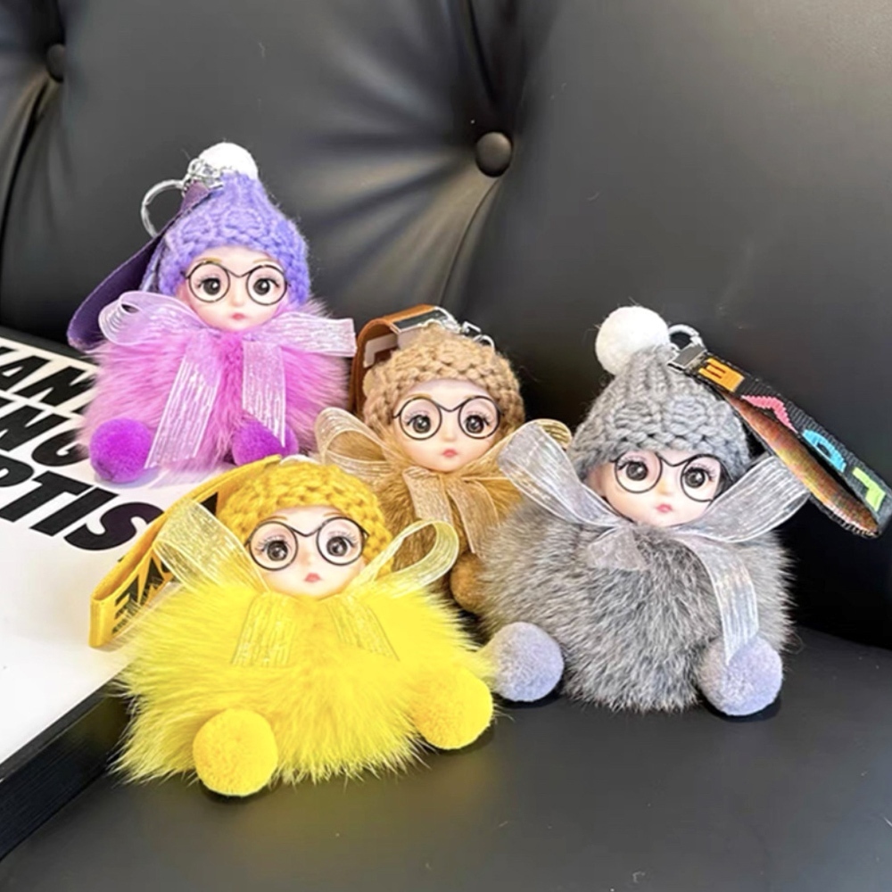 鑰匙圈 吊飾 掛飾 掛件 芭比吊飾 狐狸毛 吊飾娃娃 汽車鑰匙圈 可愛毛絨娃娃 包包掛件 情侶禮物 小精靈 送禮 024