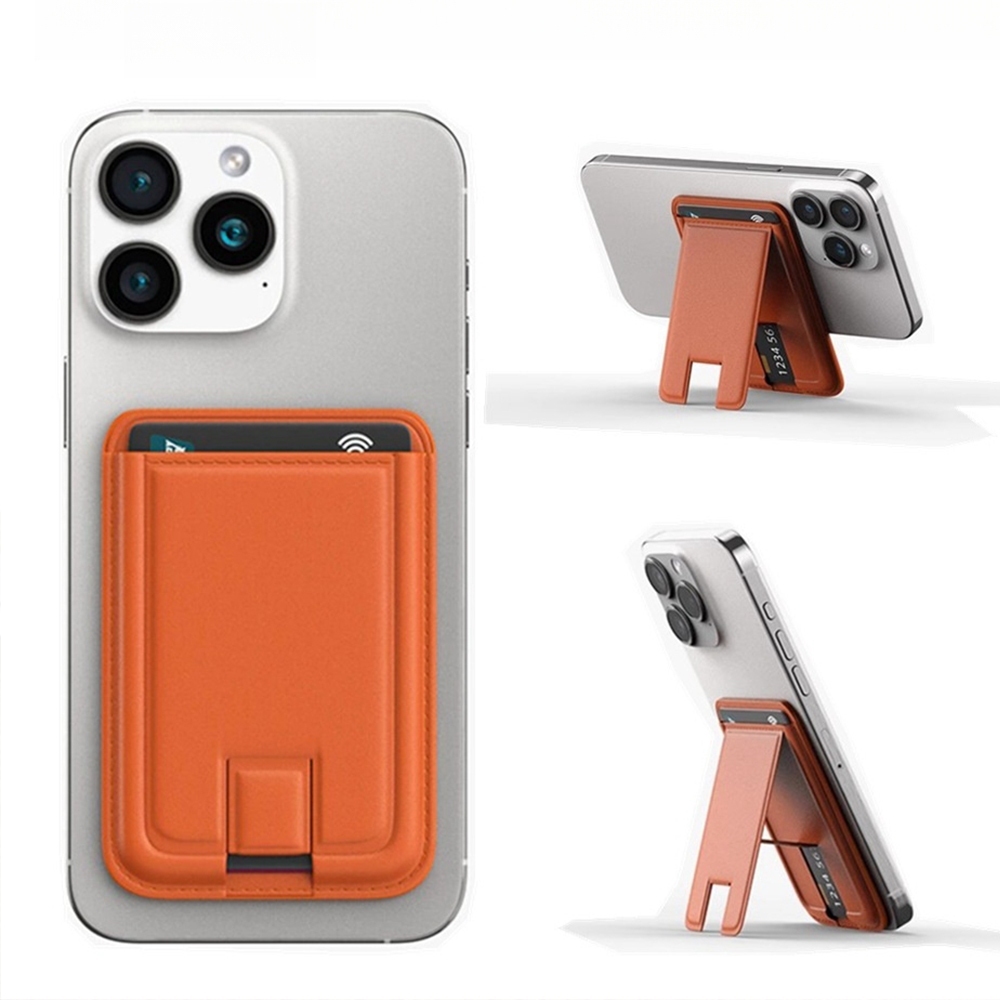 卡包 磁吸支架 磁吸卡包 手機支架 適用iPhone 磁吸卡包支架 皮革magsafe背夾支架 折疊支架 禮物 004