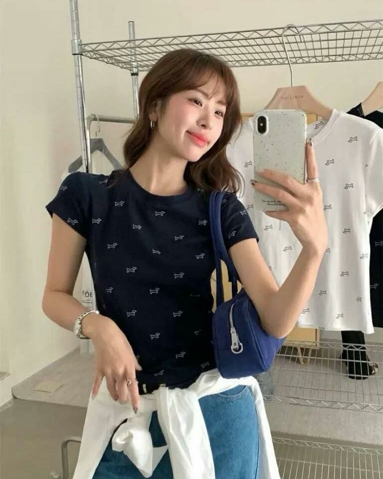 【超可愛的狗狗附髮圈造型棉tee】（現貨）