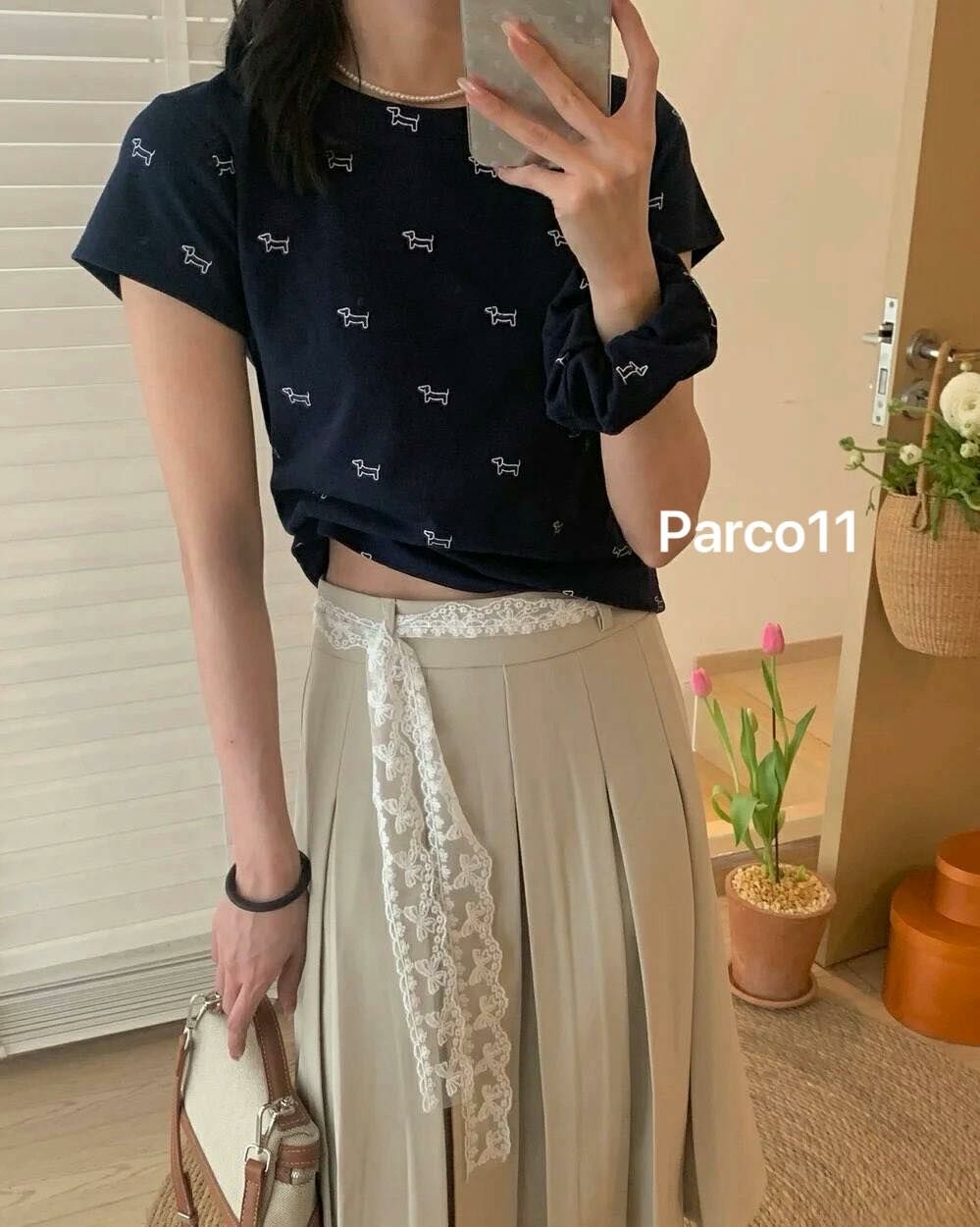 【超可愛的狗狗附髮圈造型棉tee】（現貨）