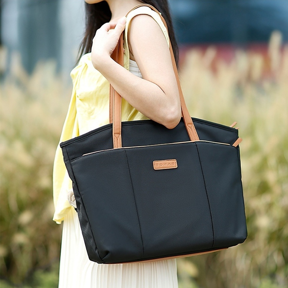 包包女 肩背包 通勤包 托特包 14吋電腦包 大容量托特包 收納手提包 奶茶色包包 尼龍電腦包 a4包 女生禮物 785