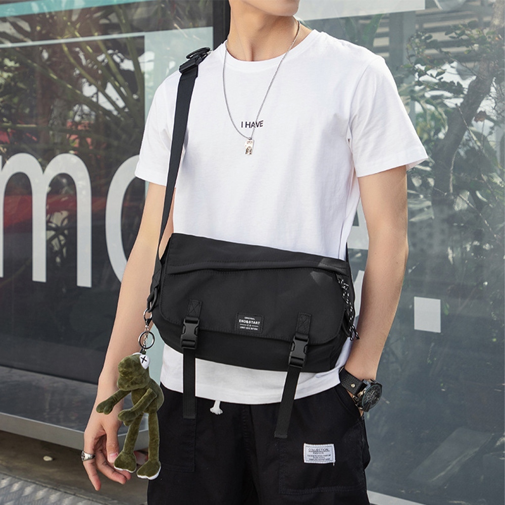 包包 郵差包 尼龍包包 黑色包包 工裝包 機能斜背包 尼龍斜背包 防潑水包包 側背郵差包 男包包 送男生 禮物 347
