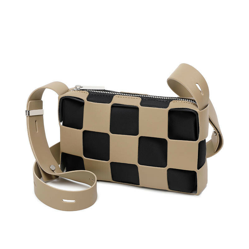 棋盤格包包 小方包 腋下包 手提包 日本包包 幾何包 鏤空包包 斜背盒子包 腋下手提包 潮流包包 女生小包 禮物 768