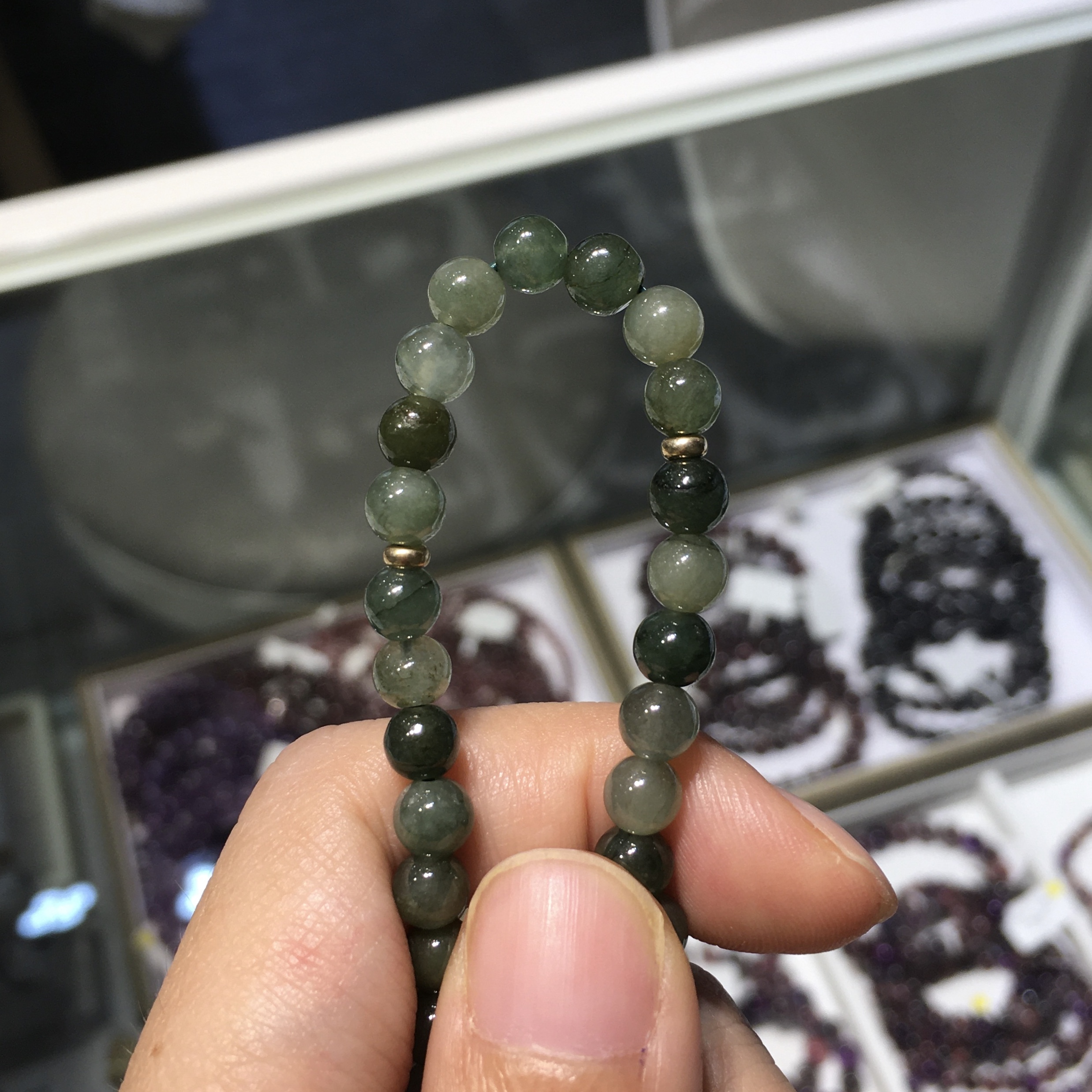 油青翡翠手串 5.5mm (014)