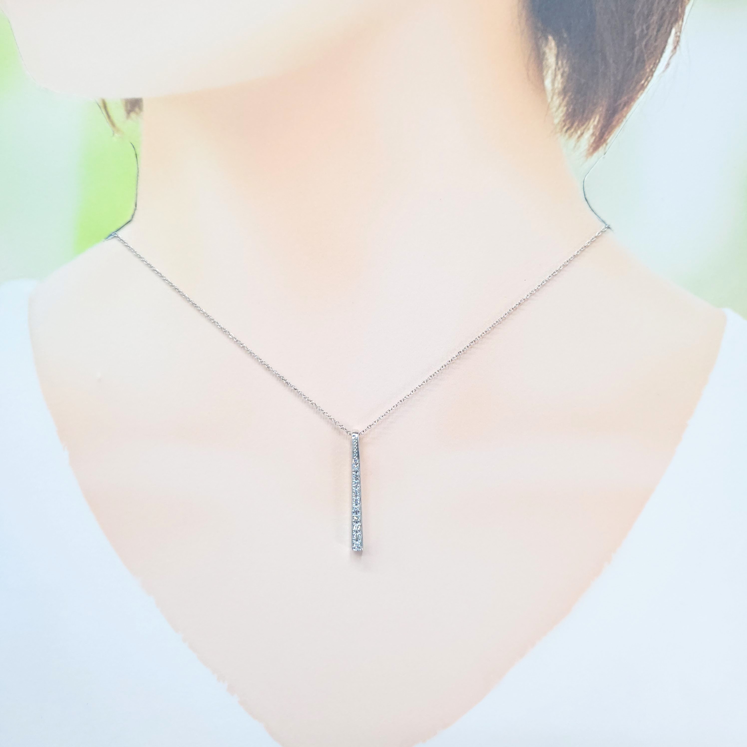 全新18K白金11份鑽石吊墜